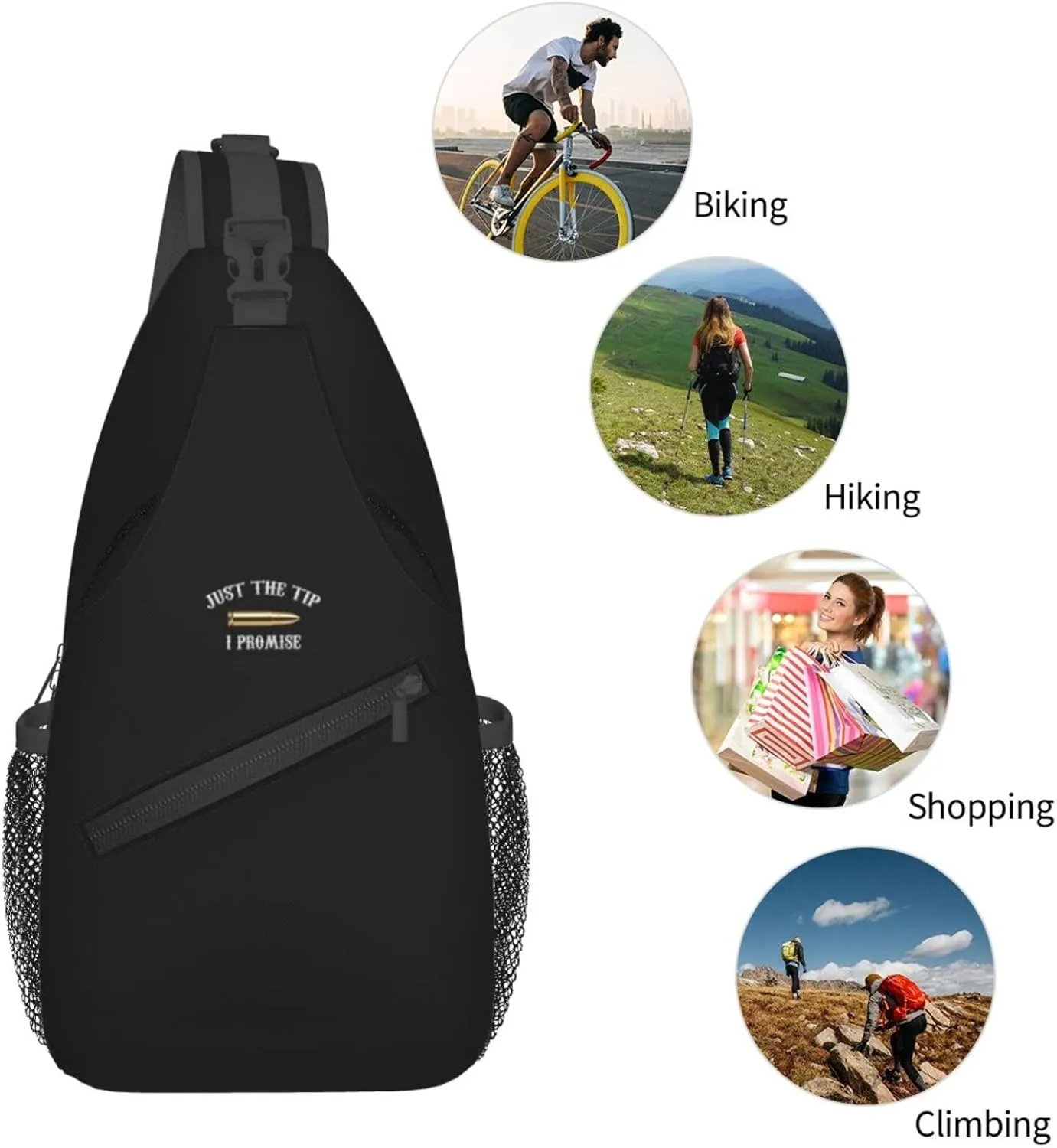 Just The Tip I Promise Sling Bag Crossbody Backpack Shoulder Casual Daypack Bag for Men Women