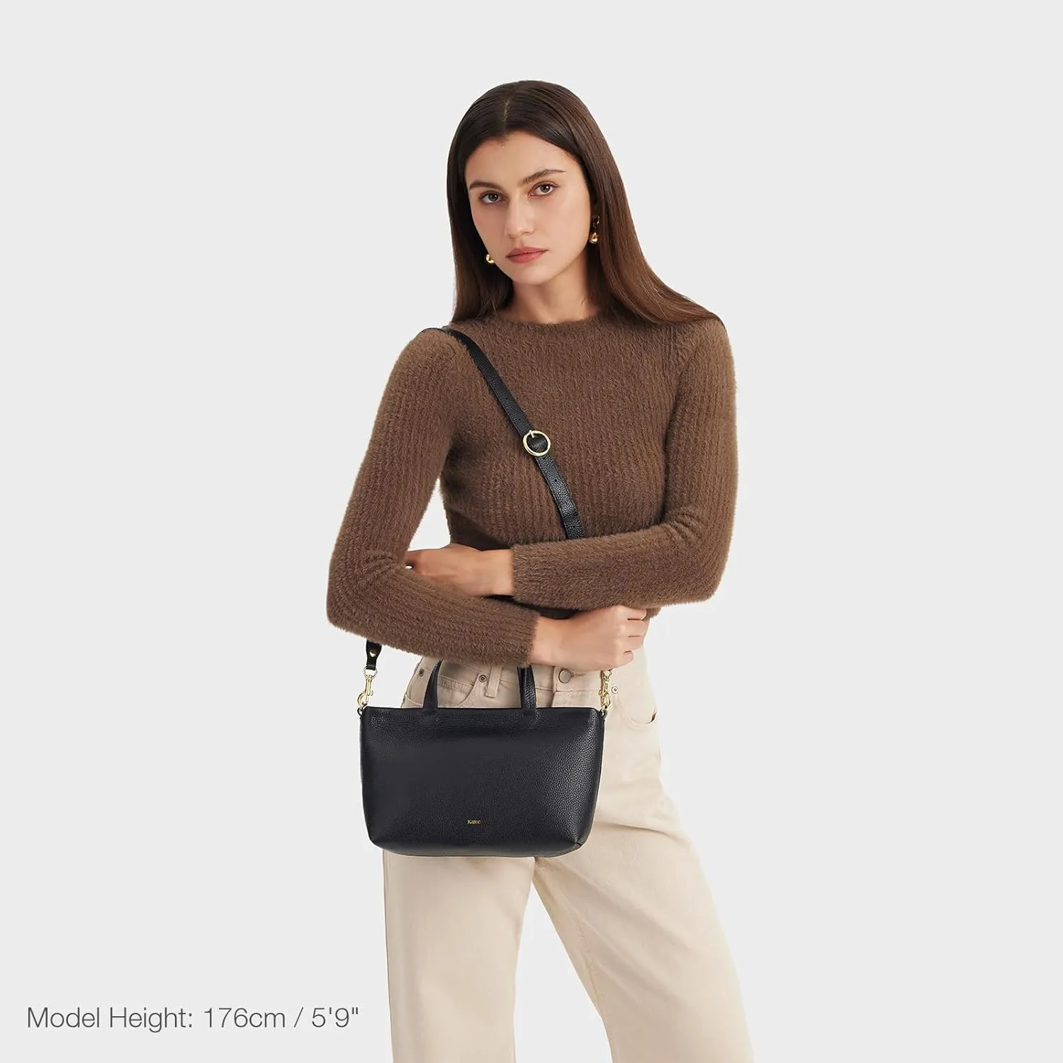 Kattee Leather Purses for Women, Small Crossbody Bags for Women, Top Handle Tote Handbags with Zipper Closure
