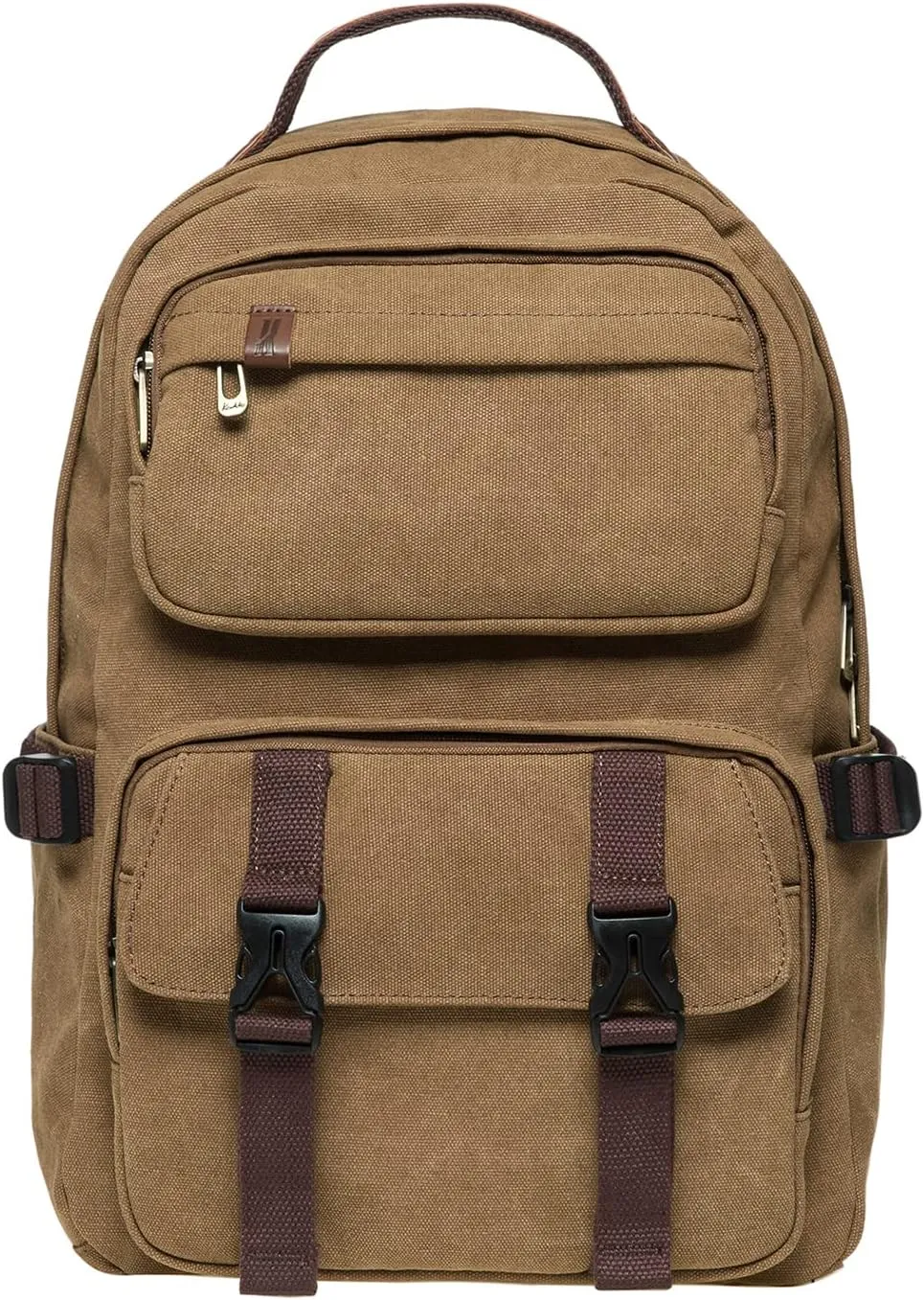 KAUKKO Vintage Casual polyster and Leather Rucksack Backpack(20-2-KHAKI)