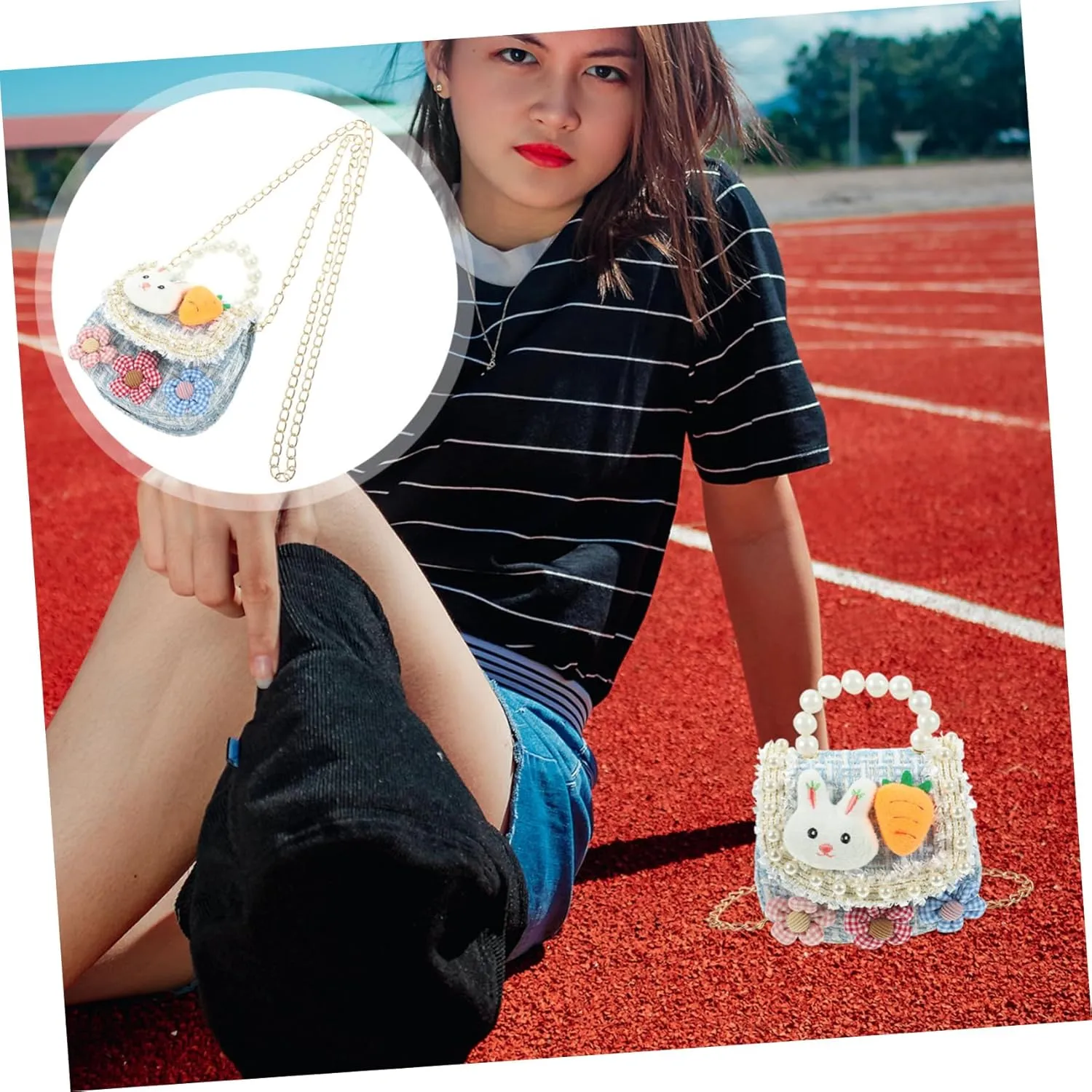 KESYOO Girls Purses Mini Straw Bag Shoulder Fashion Crossbody Bag for Teen Girls Flower Design Easy Access
