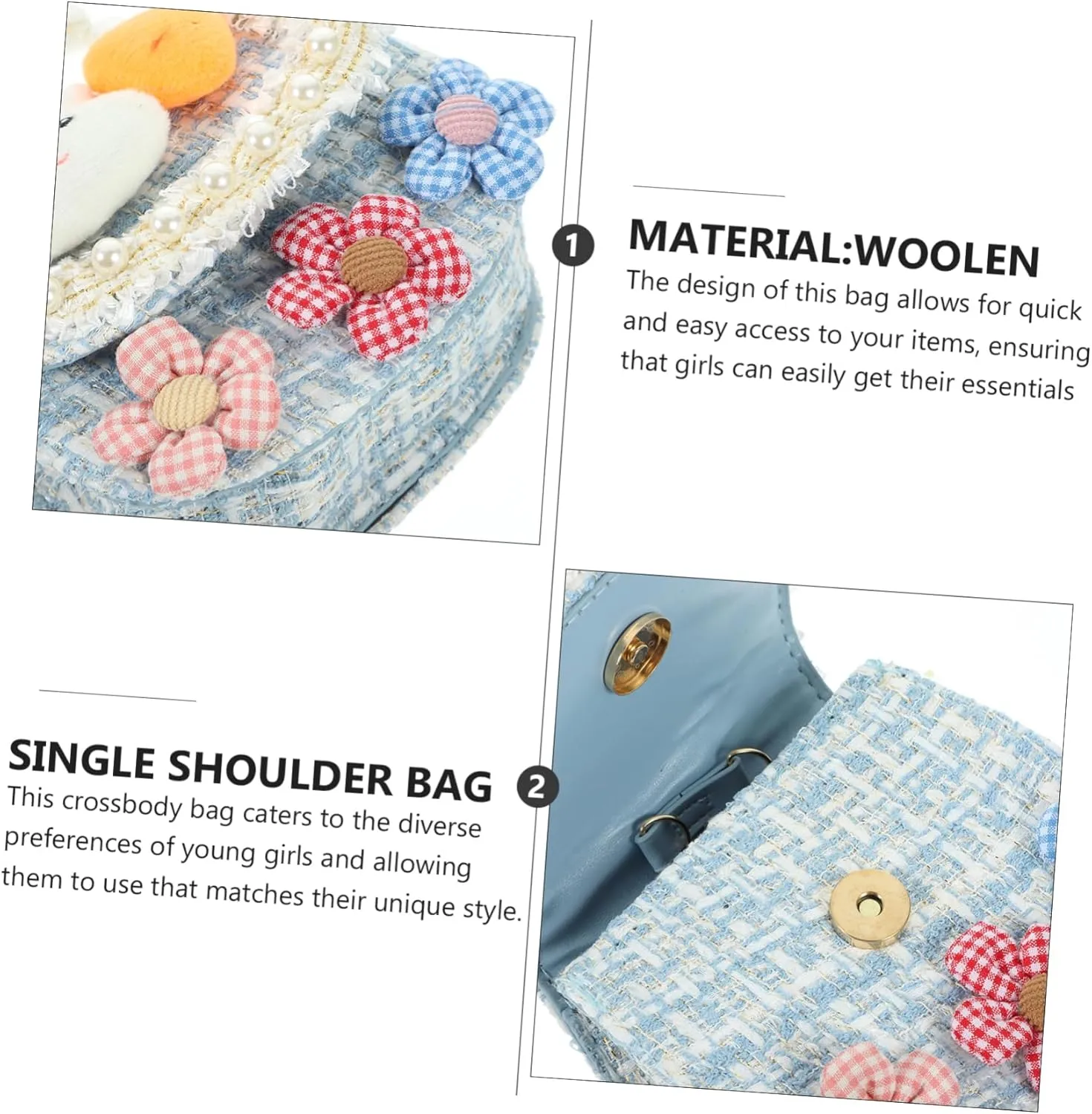 KESYOO Girls Purses Mini Straw Bag Shoulder Fashion Crossbody Bag for Teen Girls Flower Design Easy Access