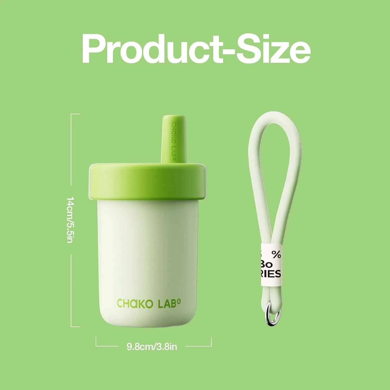 Kids Water Bottle with Carrying Rope and Straps | Vacuum Insulated Stainless Steel 16oz for School and Trvels | Two Travel Carrying Options | Matcha Green