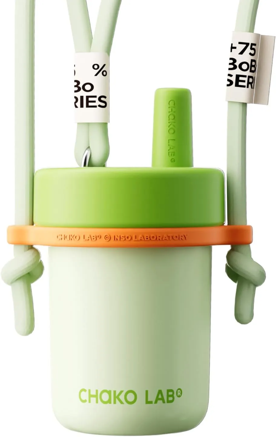 Kids Water Bottle with Carrying Rope and Straps | Vacuum Insulated Stainless Steel 16oz for School and Trvels | Two Travel Carrying Options | Matcha Green