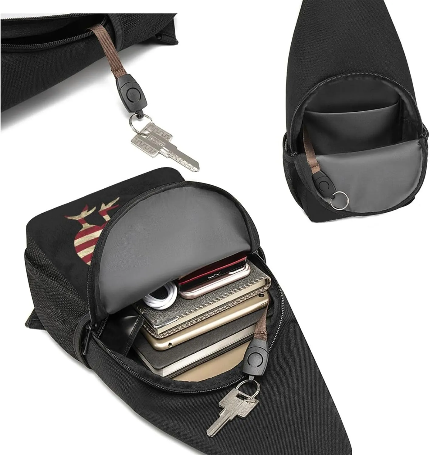 Kiwi Bird New Zealand USA Flag Sling Bag Crossbody Backpack Shoulder Casual Daypack Bags for Men Women