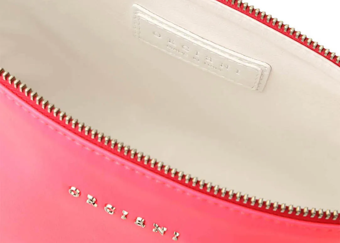 Kosmetiktasche aus Glattleder in Pink