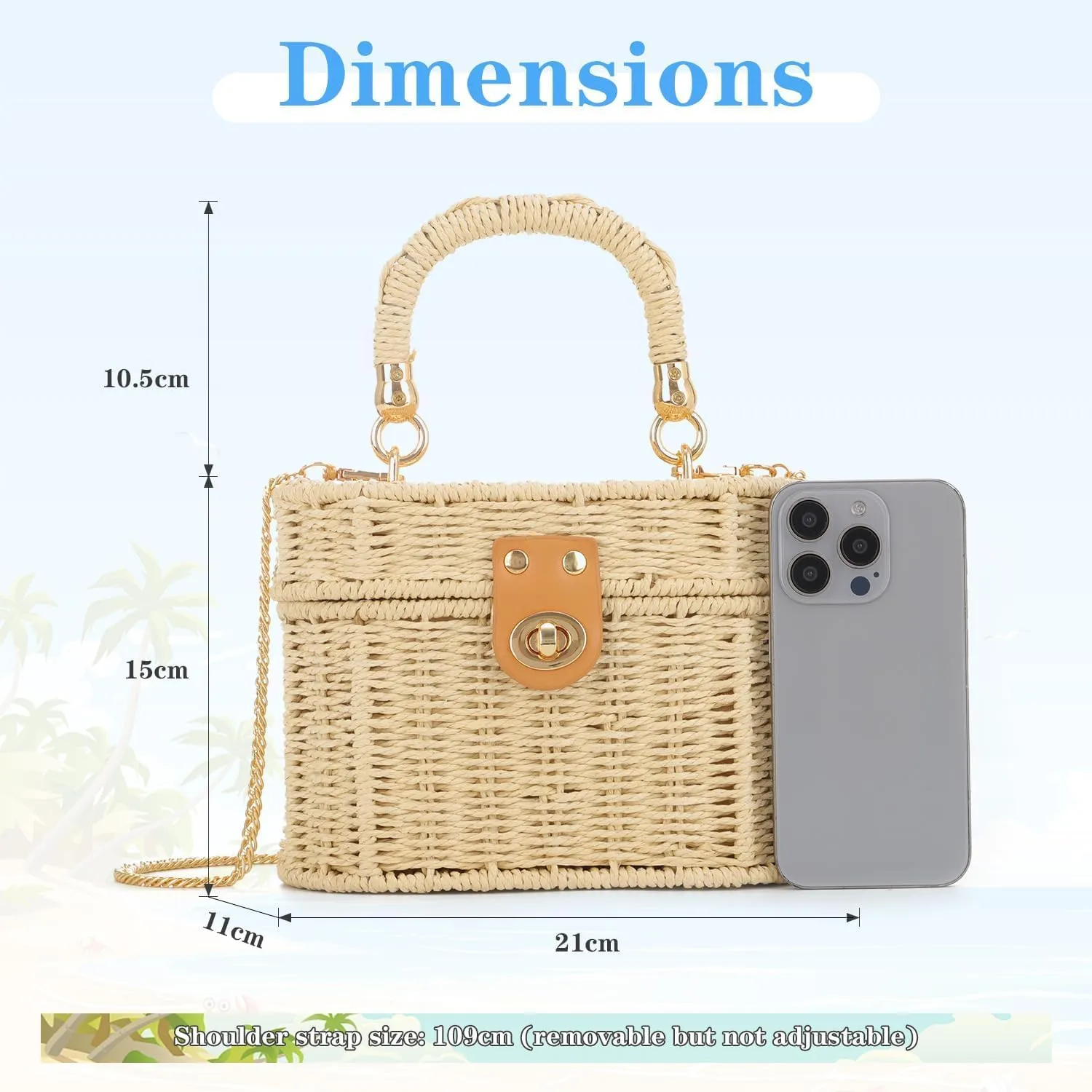 KUANG! Handwoven Basket Straw Purse for Women Woven Straw Rattan Shoulder Bag Vintage Beach Tote Bag