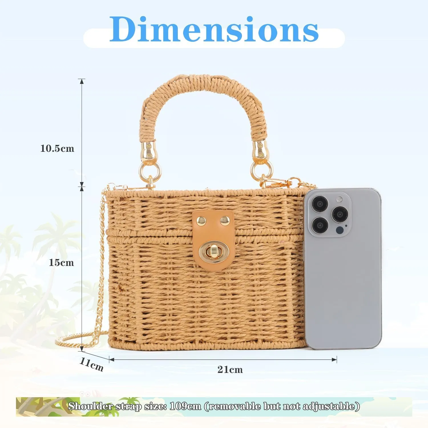 KUANG! Handwoven Basket Straw Purse for Women Woven Straw Rattan Shoulder Bag Vintage Beach Tote Bag
