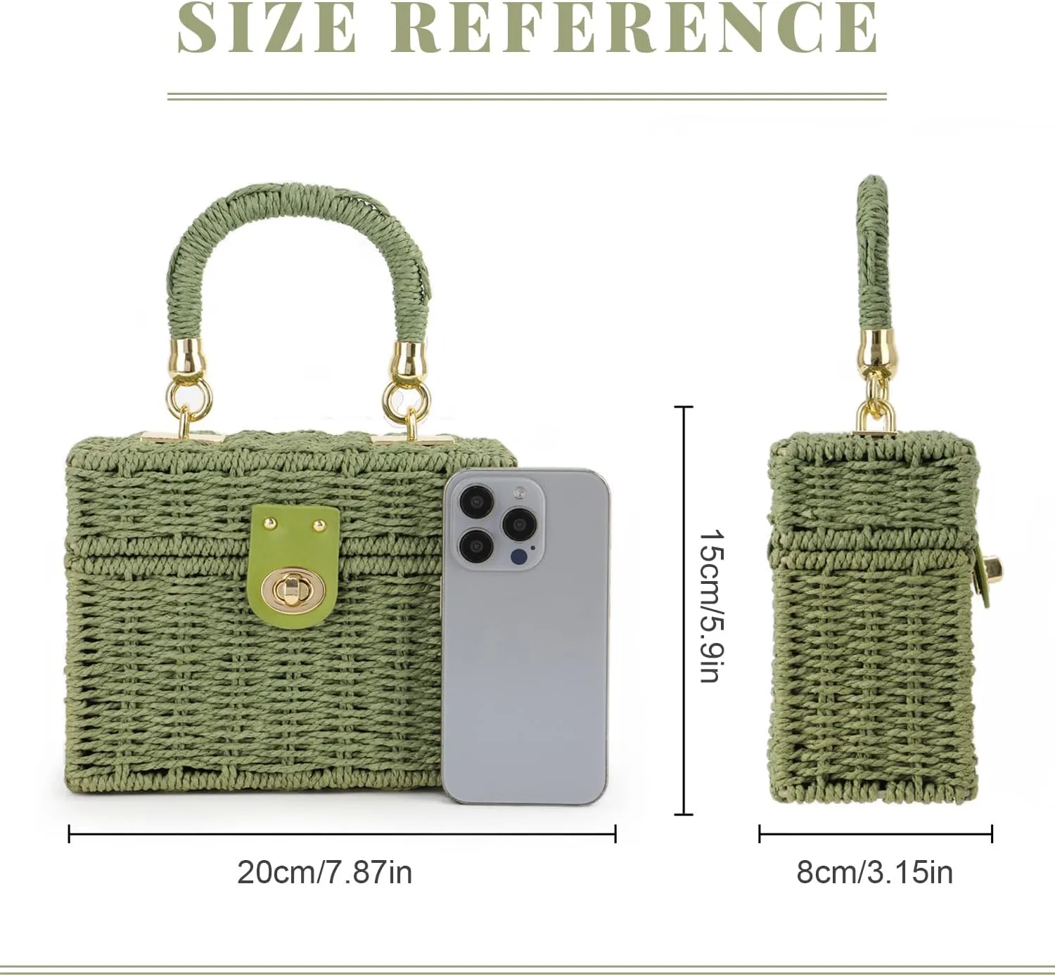 KUANG! Handwoven Rattan Bag for Women Woven Straw Square Crossbody Bag Vintage Basket Purse Beach Tote Bag