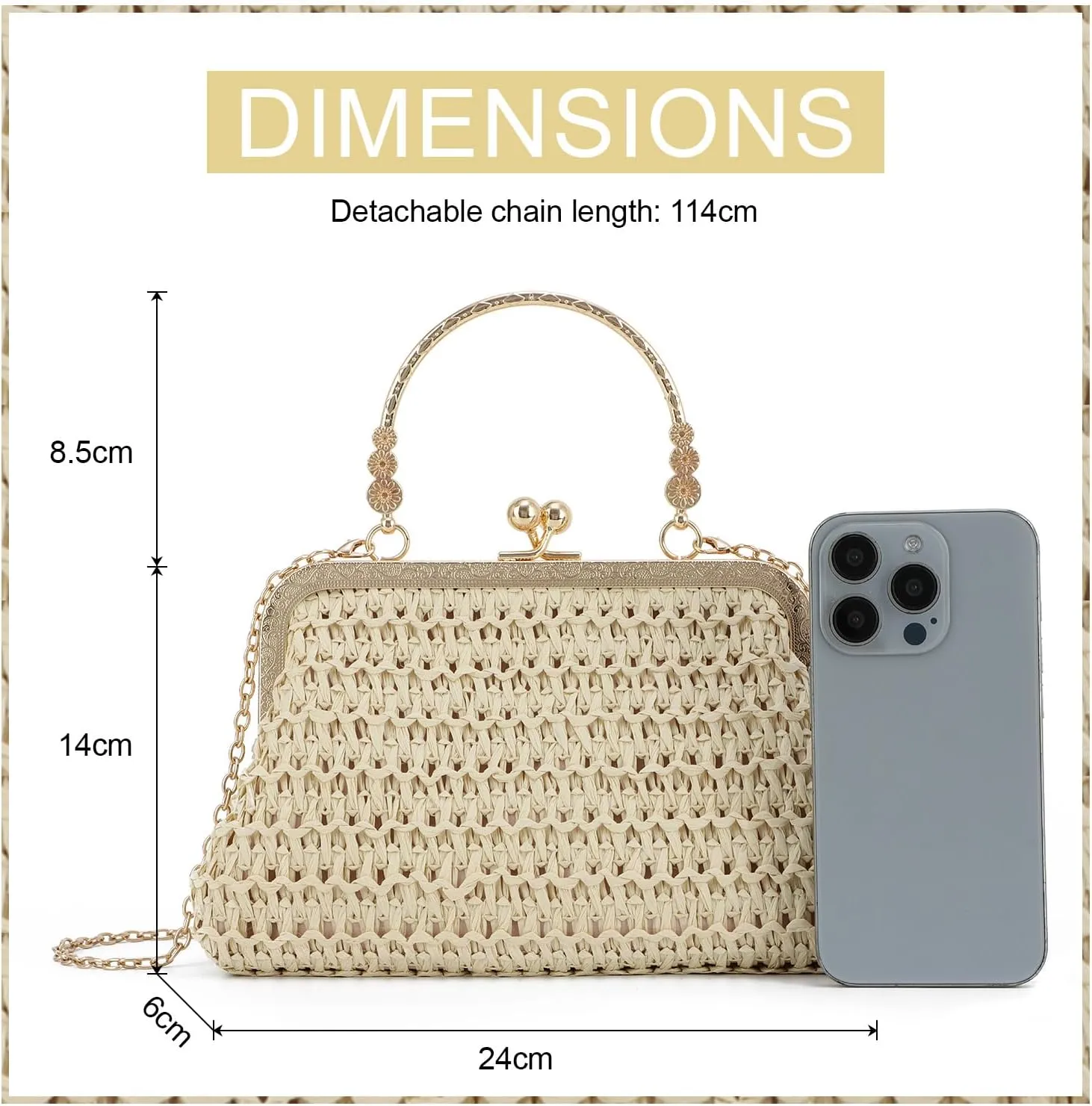 KUANG! Straw Clutch Evening Handbag for Women Woven Straw Dumpling Bag Summer Beach Shoulder Purses