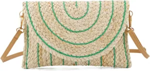 KUANG! Straw Shoulder Bag for Women Woven Purse Beach Envelope Clutch Straw Wallet Crossbody Bag