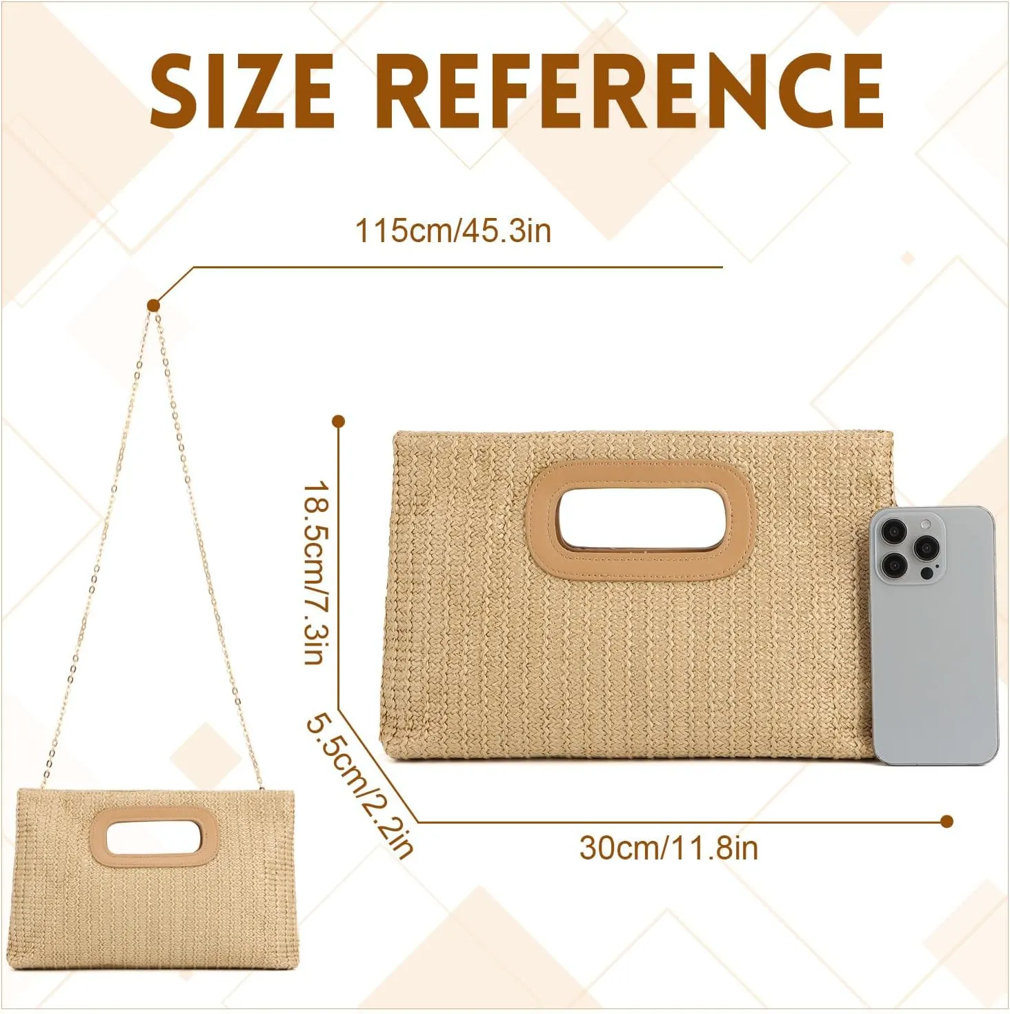 KUANG! Women's Clutch Handbags Top Handle Woven Straw Clutch Purse Shoulder Crossbody Bag Summer Raffia Bag