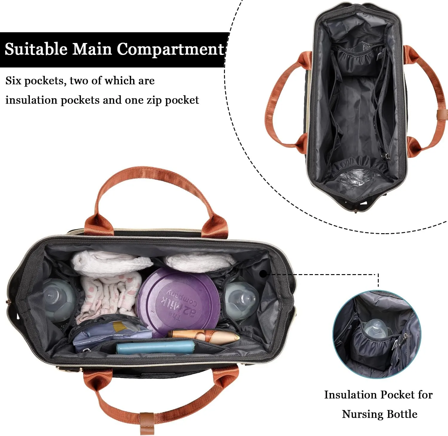 KYALOU Small Diaper Bag, Mini Baby Backpack for Mom, Multi-function Waterproof Travel Tote for Booys and Giirls (Black)