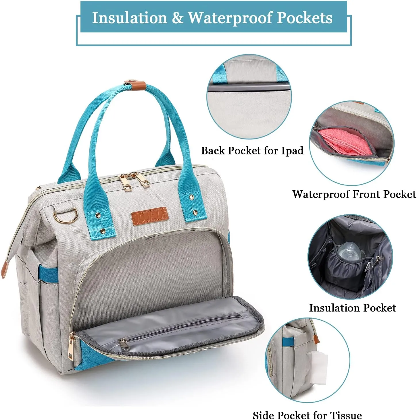 KYALOU Small Diaper Bag, Mini Baby Backpack for Mom, Multi-function Waterproof Travel Tote for Booys and Giirls (Blue)