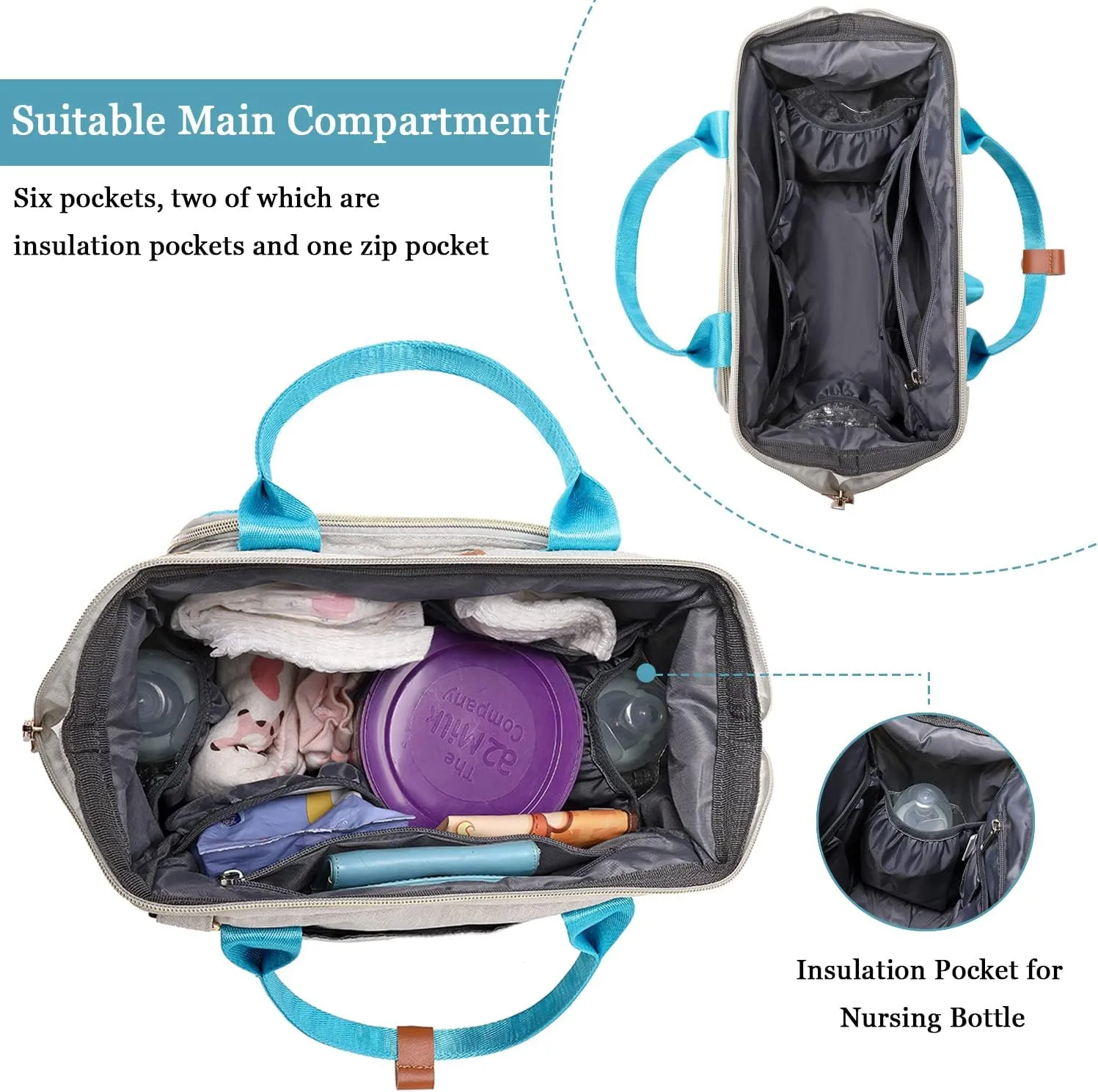 KYALOU Small Diaper Bag, Mini Baby Backpack for Mom, Multi-function Waterproof Travel Tote for Booys and Giirls (Blue)