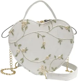 Lace heart small bag for women trendy lady diagonal embroidery single shoulder portable girl small shoulder bag