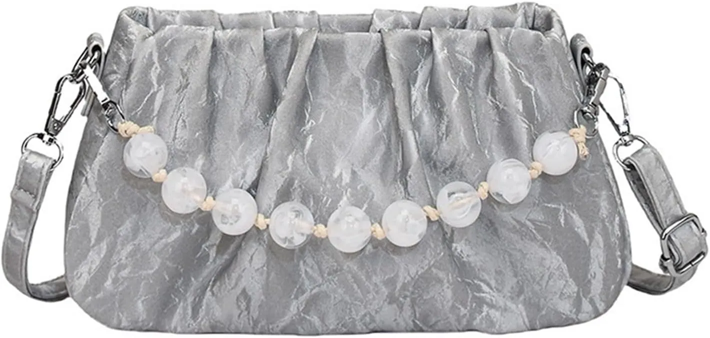 Ladies pleated cloud crossbody shoulder bag