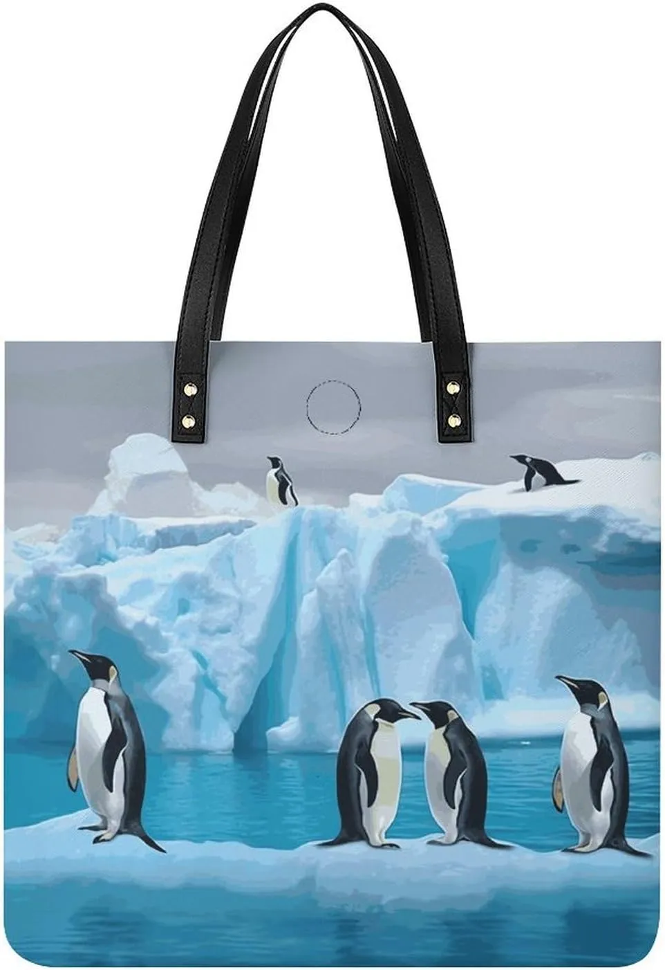 Ladies Soft Leather Wallet Leather Printed Handbags for Women Penguins On The Iceberg Printed Satchel Tote Fashion Shoulder Bag Purses