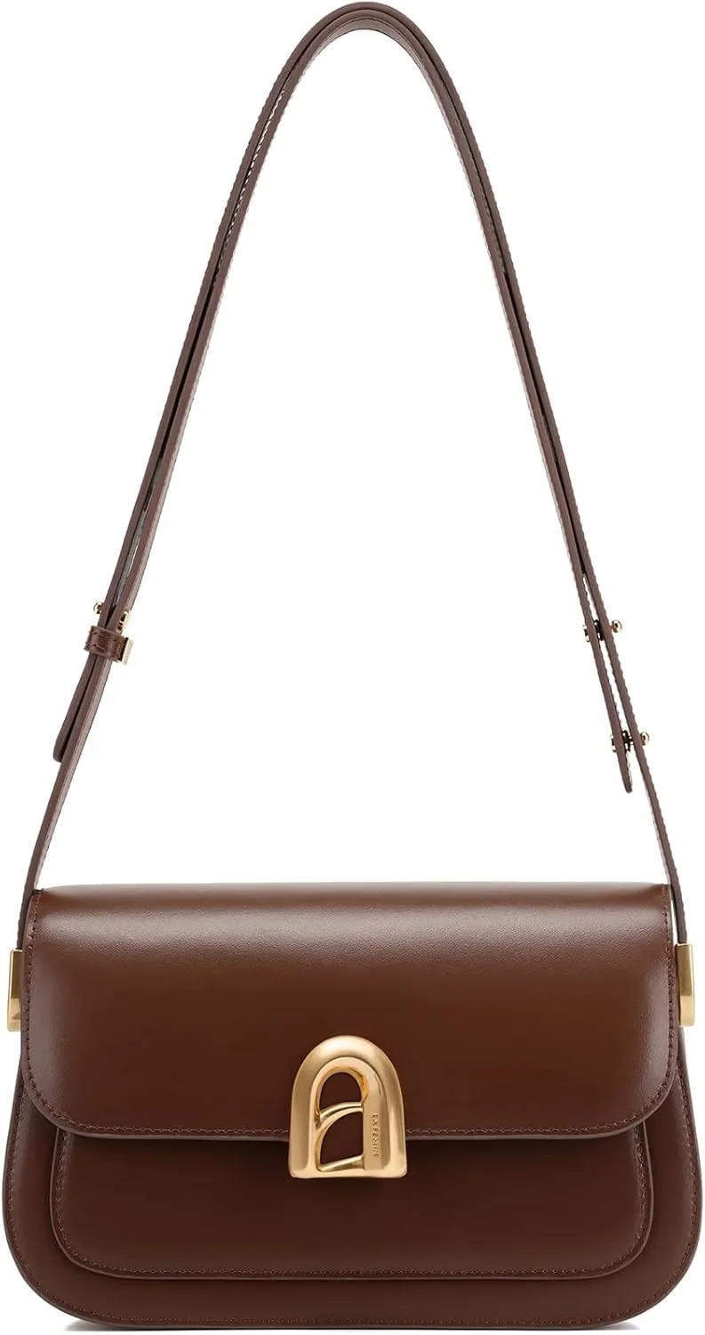 LA'FESTIN Genuine Leather Shoulder Purse for Women, Designer Handbag with Adjustable Strap, Going Out Crossbody Bag