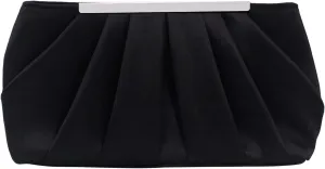 LAKSMI Pleated Clutch Evening Bag Simple Satin Purse Elegance Formal Evening Handbag for Women