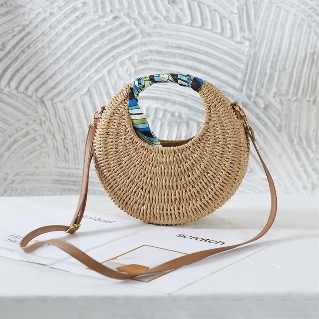 Large capacity Bag Distinctive Straw Round Crossbody Bag: Embark on a Unique Outing Journey Ladies shoulder Bag
