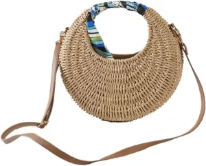 Large capacity Bag Distinctive Straw Round Crossbody Bag: Embark on a Unique Outing Journey Ladies shoulder Bag