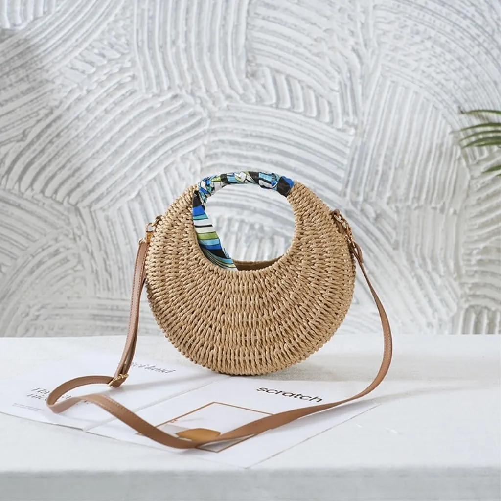 Large capacity Bag Distinctive Straw Round Crossbody Bag: Embark on a Unique Outing Journey Ladies shoulder Bag