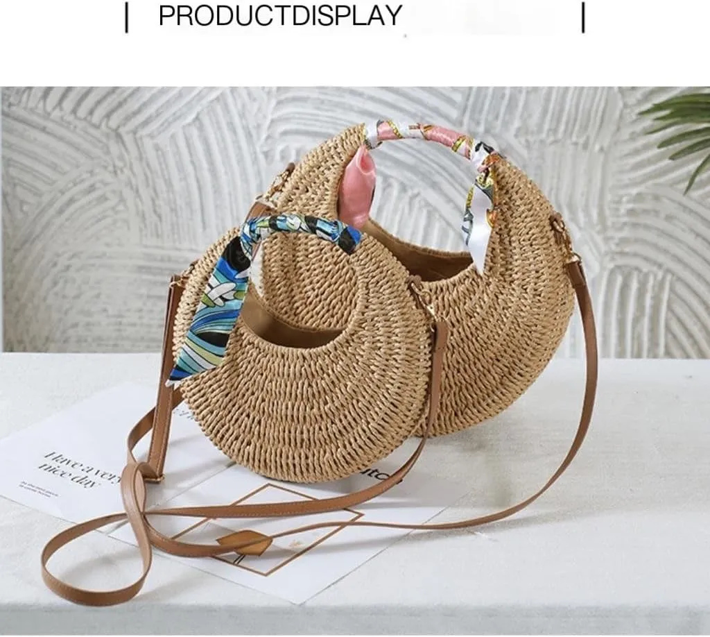 Large capacity Bag Distinctive Straw Round Crossbody Bag: Embark on a Unique Outing Journey Ladies shoulder Bag