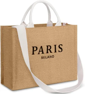 Large Tote Bag for Women Vegan Leather Woven Bag Top-handle Shoulder Crossbody Tote Bag for Work Travel