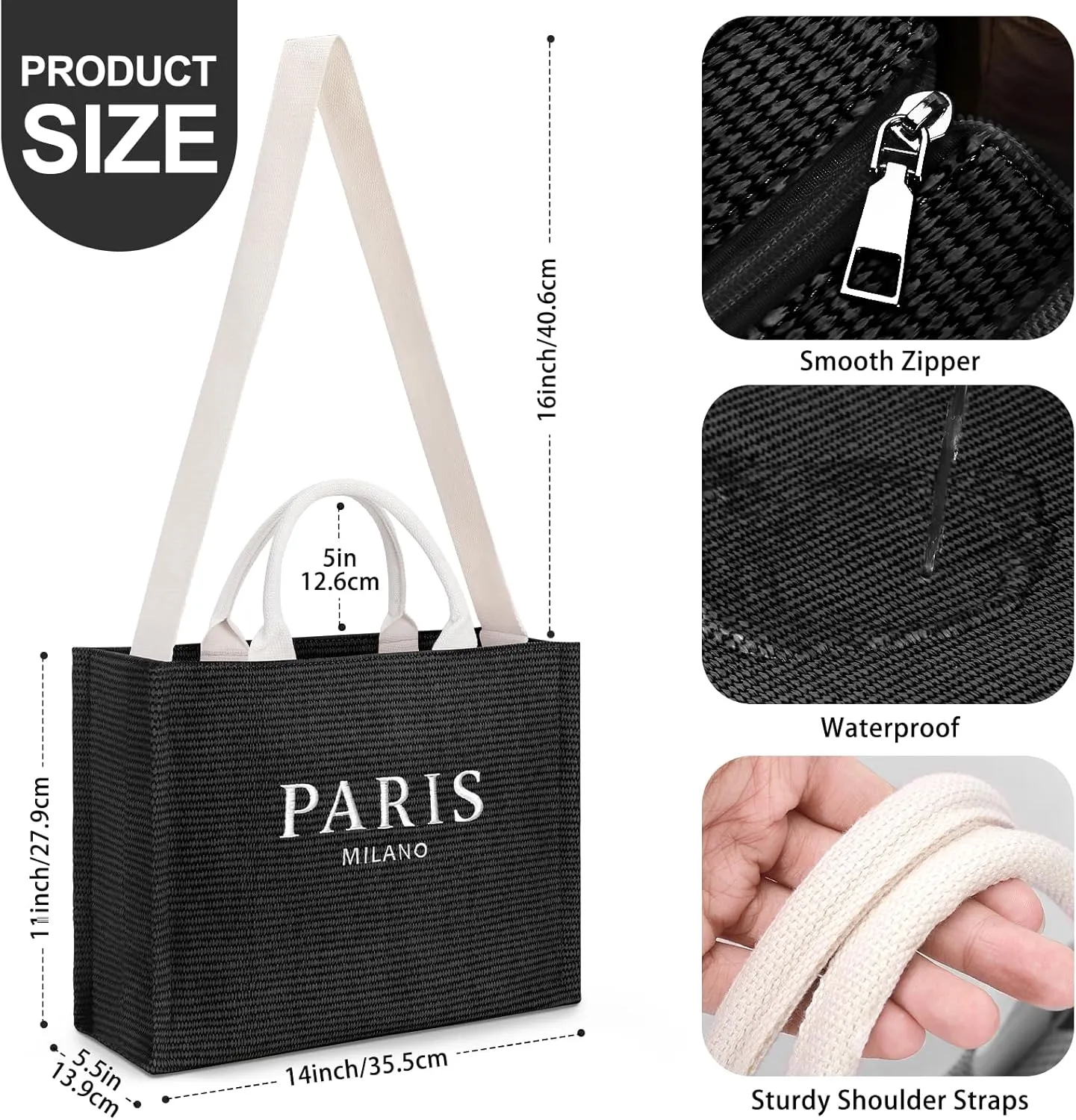 Large Tote Bag for Women Vegan Leather Woven Bag Top-handle Shoulder Crossbody Tote Bag for Work Travel