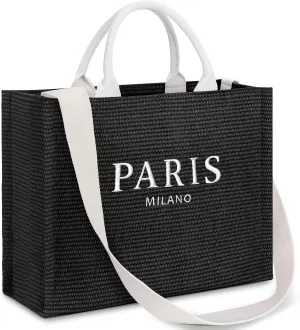 Large Tote Bag for Women Vegan Leather Woven Bag Top-handle Shoulder Crossbody Tote Bag for Work Travel