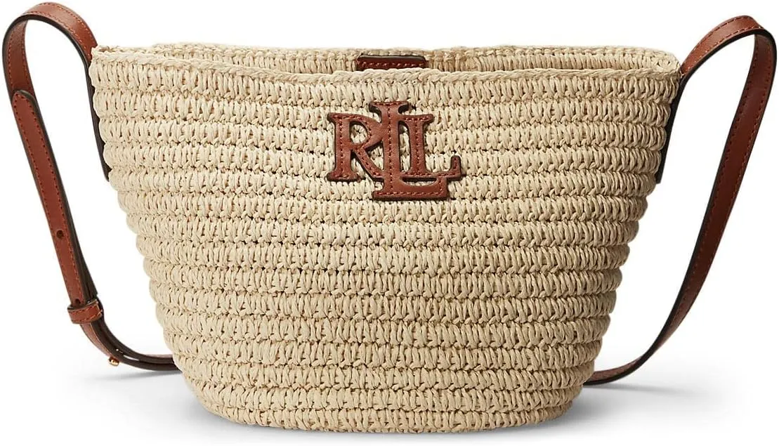 LAUREN Ralph Lauren Faux Straw Medium Nicki Crossbody Bag Natural/Lauren Tan One Size