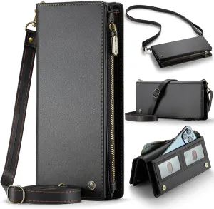 LBYZCASE Universal Smartphone Crossbody Bag for iPhone 16 Pro Max/16 Plus&Samsung Galaxy S25/S24 Ultra/S24 /S24 FE-Women's Leather Purses with Shoulder Strap,RFID Blocking Card Holder-Black