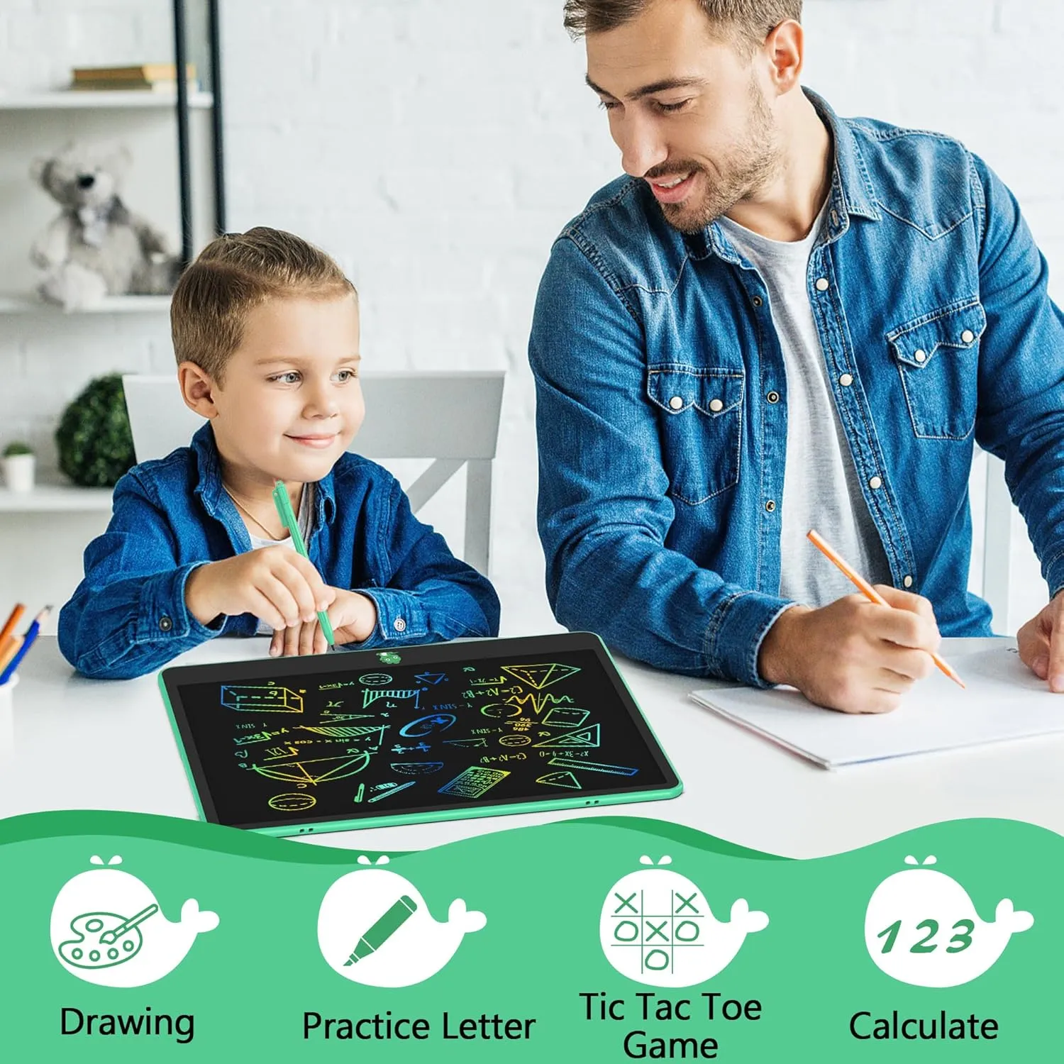 LCD Writing Tablet for Kids, Toys for Girls Boys Drawing Pad for 3 4 5 6 7 Year Old Kid, Toddler Doodle Board Christmas Birthday for Children (16 INCH, Green)