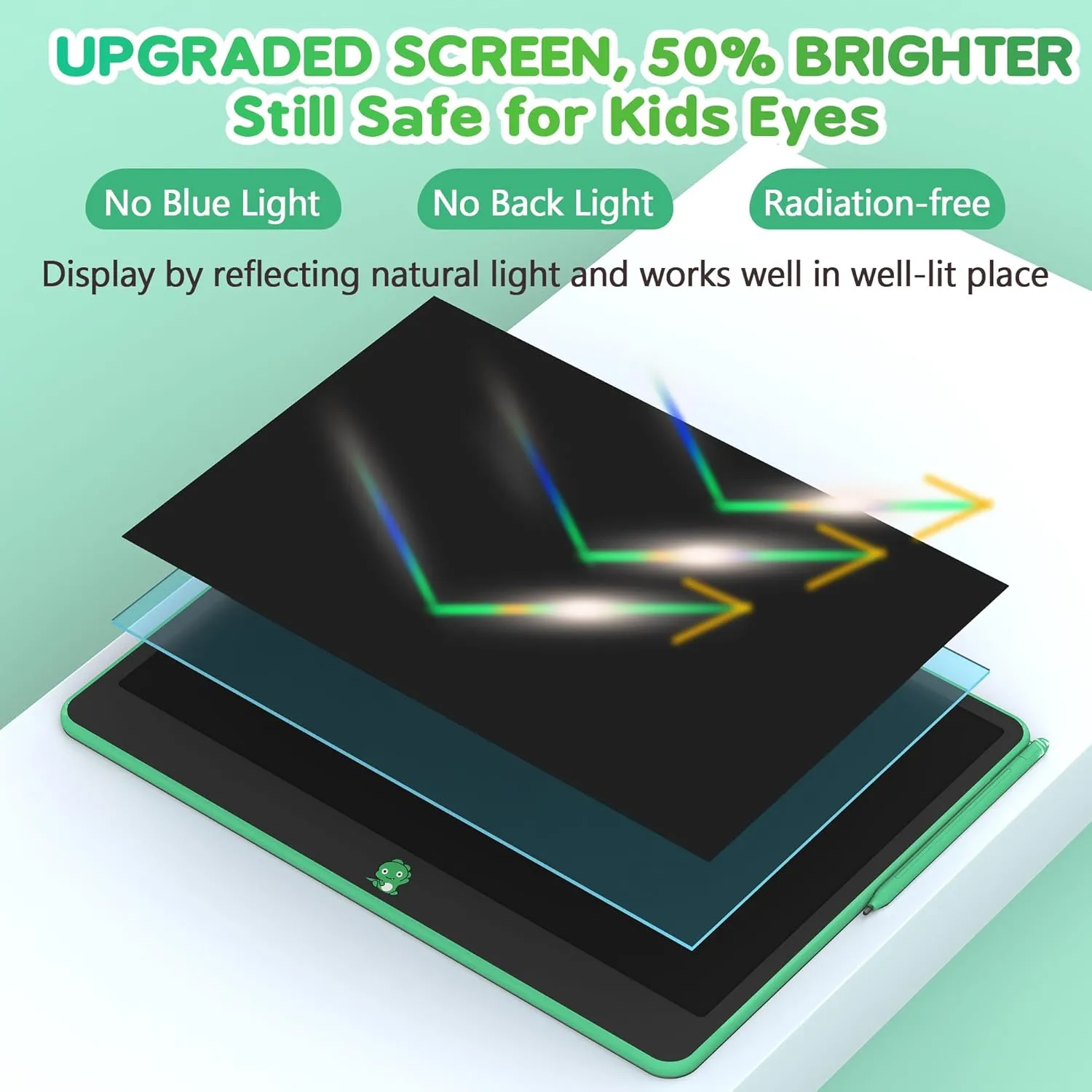 LCD Writing Tablet for Kids, Toys for Girls Boys Drawing Pad for 3 4 5 6 7 Year Old Kid, Toddler Doodle Board Christmas Birthday for Children (16 INCH, Green)