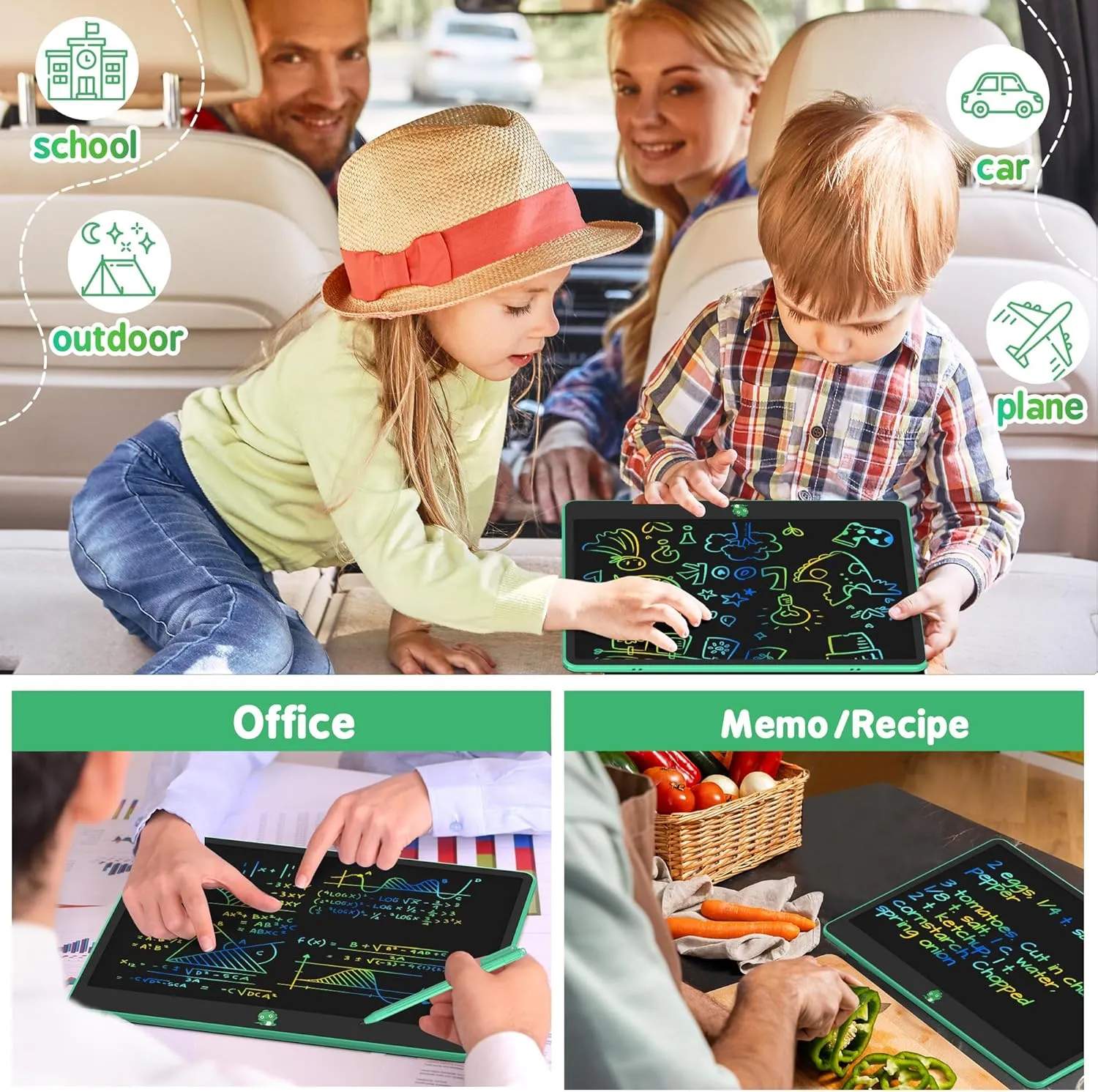 LCD Writing Tablet for Kids, Toys for Girls Boys Drawing Pad for 3 4 5 6 7 Year Old Kid, Toddler Doodle Board Christmas Birthday for Children (16 INCH, Green)