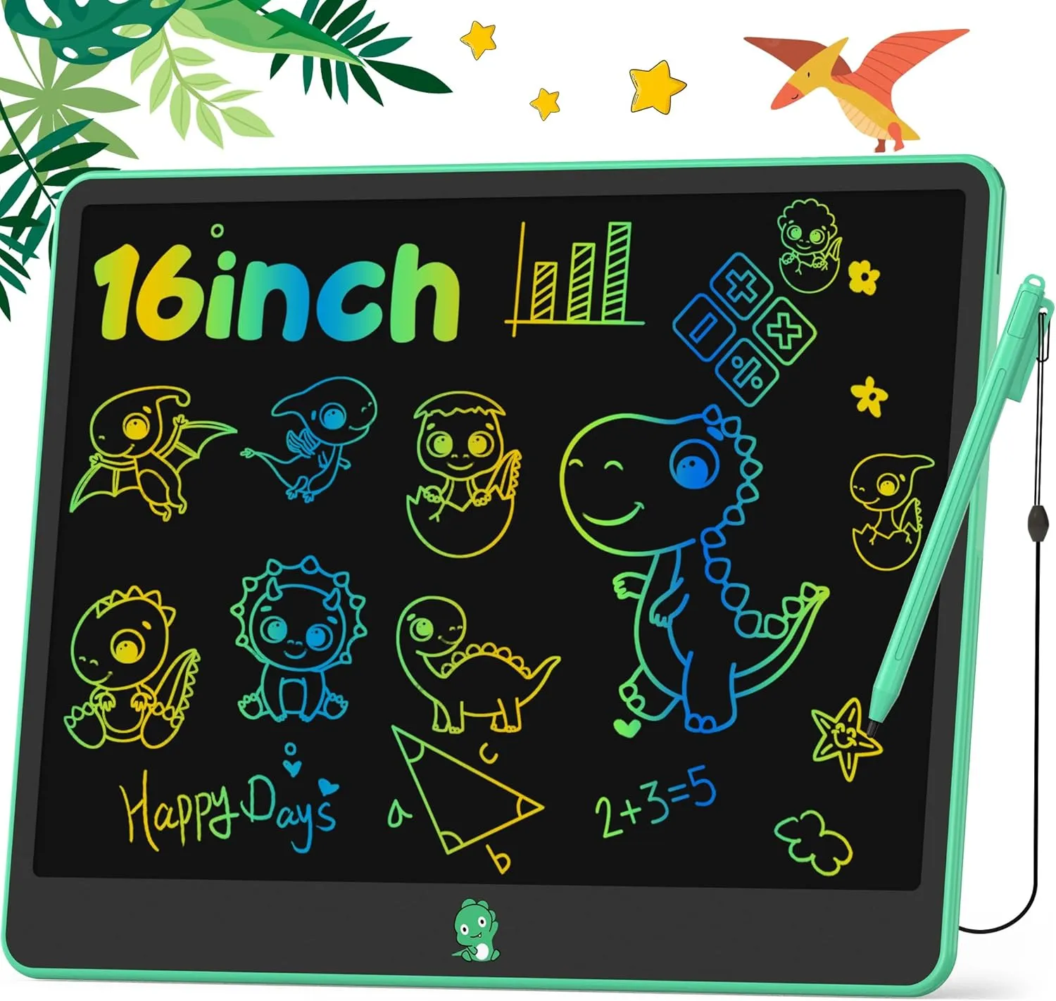 LCD Writing Tablet for Kids, Toys for Girls Boys Drawing Pad for 3 4 5 6 7 Year Old Kid, Toddler Doodle Board Christmas Birthday for Children (16 INCH, Green)
