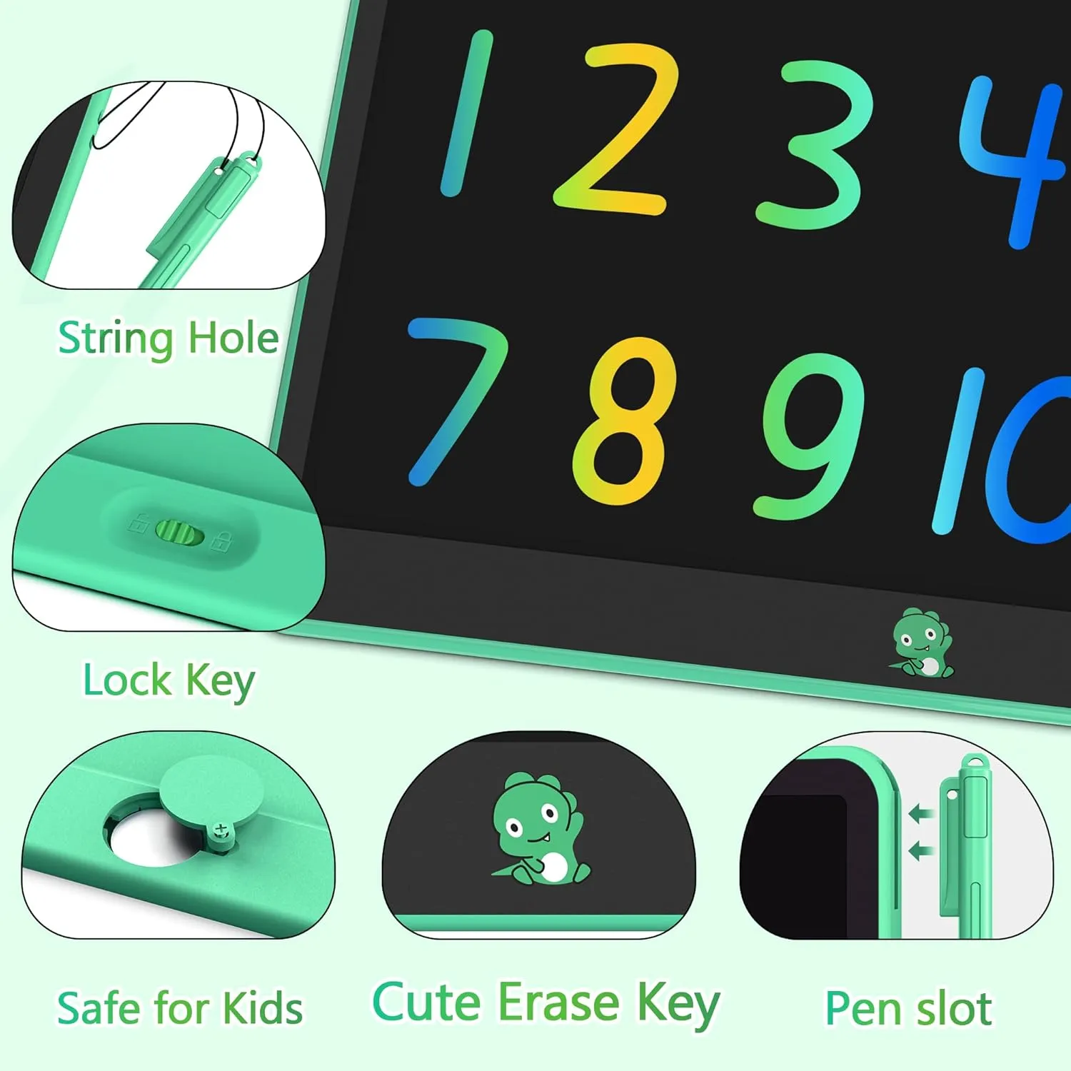 LCD Writing Tablet for Kids, Toys for Girls Boys Drawing Pad for 3 4 5 6 7 Year Old Kid, Toddler Doodle Board Christmas Birthday for Children (16 INCH, Green)