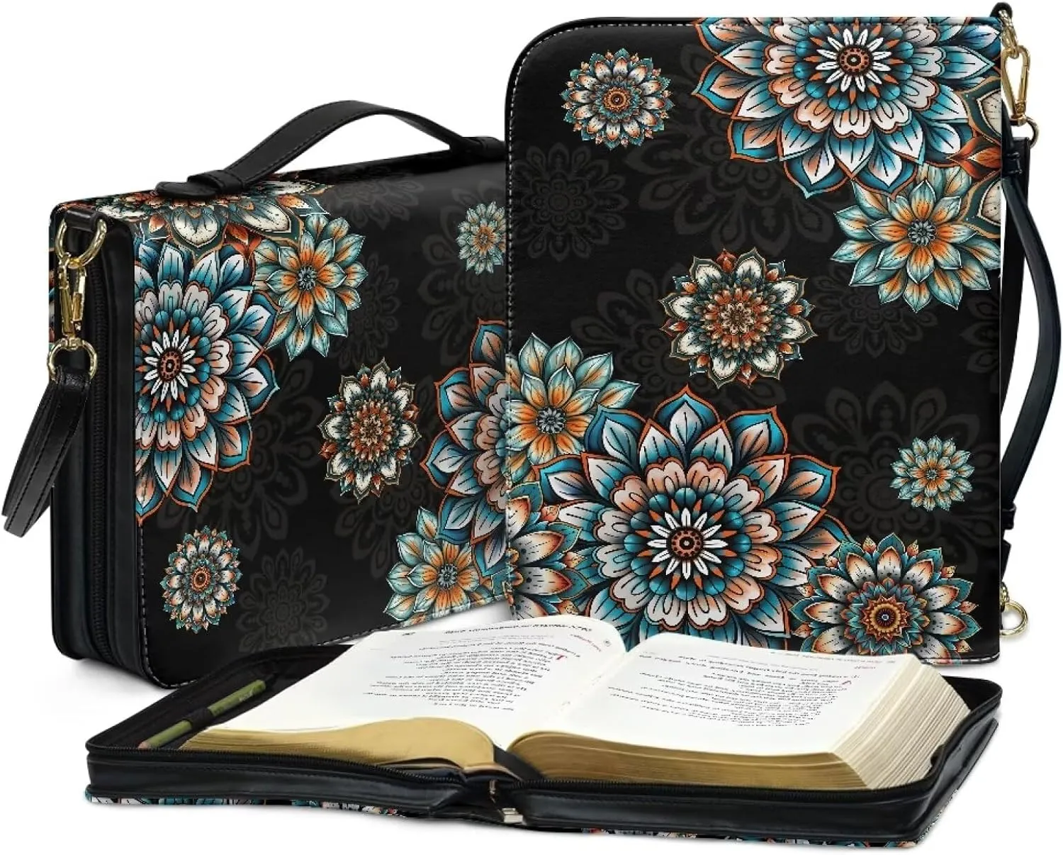 Leather Bible Bags with Shoulder Strap for Women Water Resistant Bible Book Covers