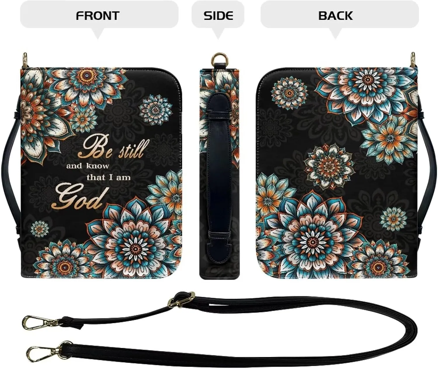 Leather Bible Bags with Shoulder Strap for Women Water Resistant Bible Book Covers