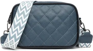 Leather Crossbody Bag for Women, Small Purse Shoulder Bag with Wide Strap, Zipper Pocket, Crossbody Handbag for Women