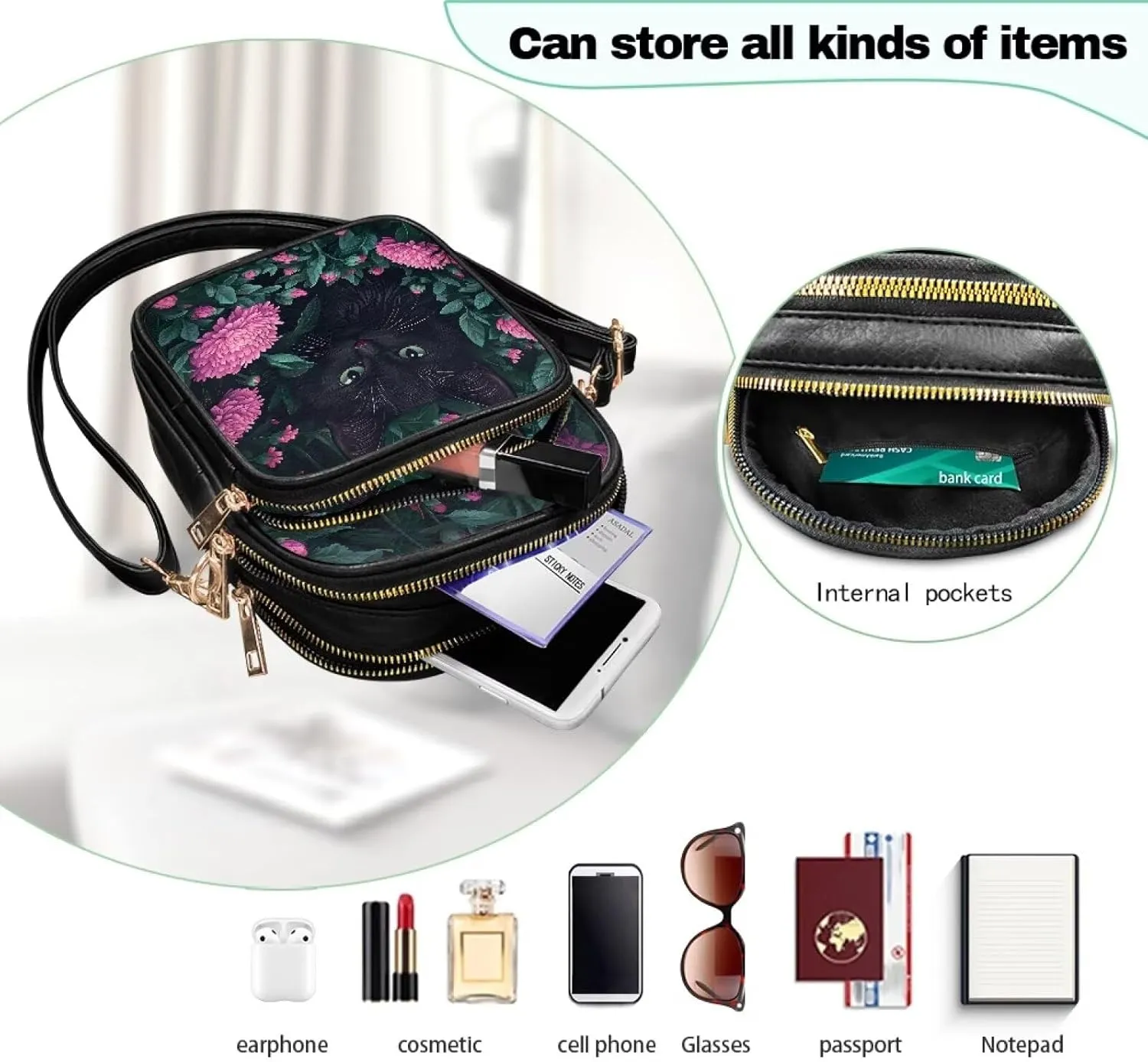 Leather Purse for Women, Leather Shoulder Crossbody Bags Sling Purses Fashion Easter & St. Patrick's Day Design