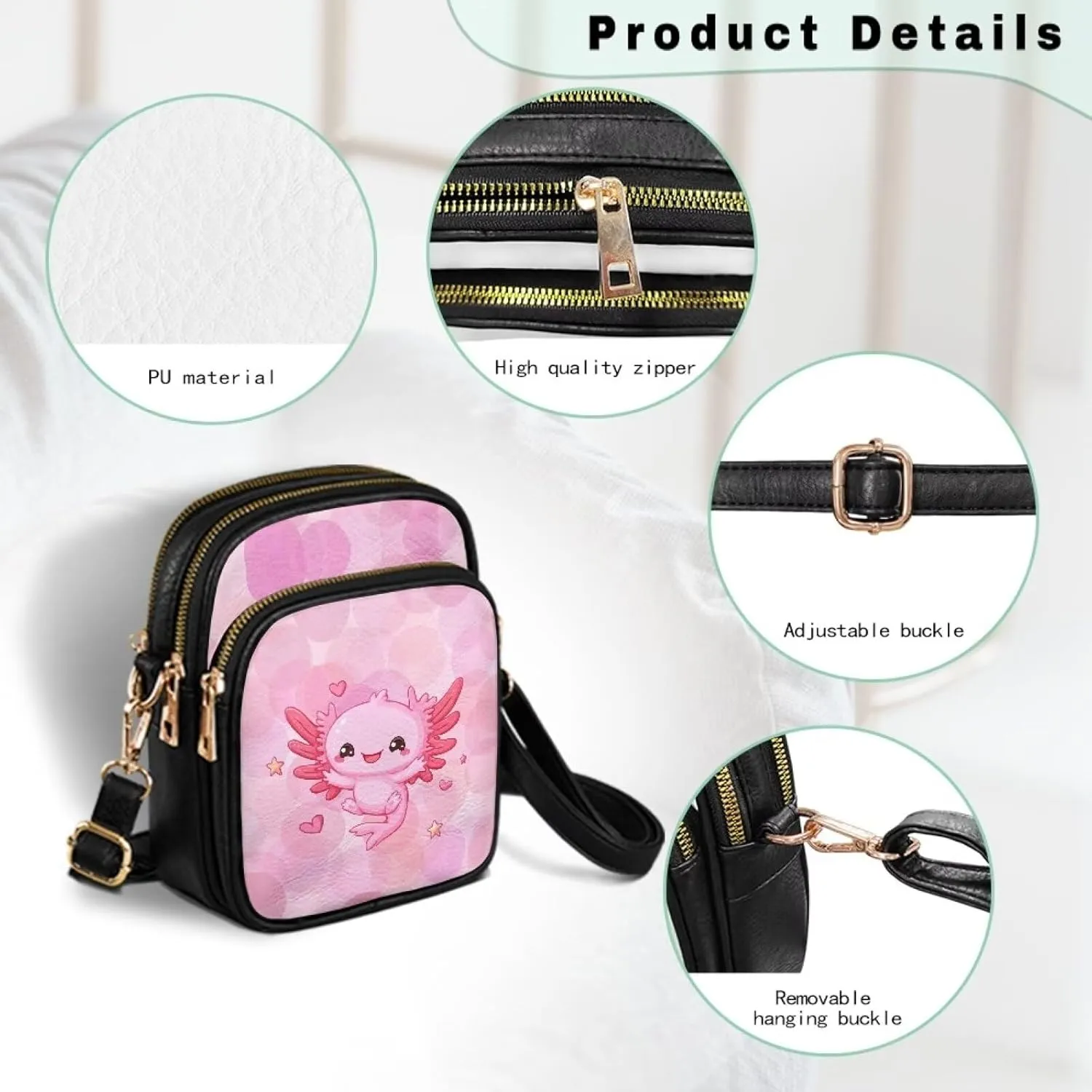 Leather Purse for Women, Leather Shoulder HandBag Multi Pockets Travel Sling Purse for Easter Valentine'S Day