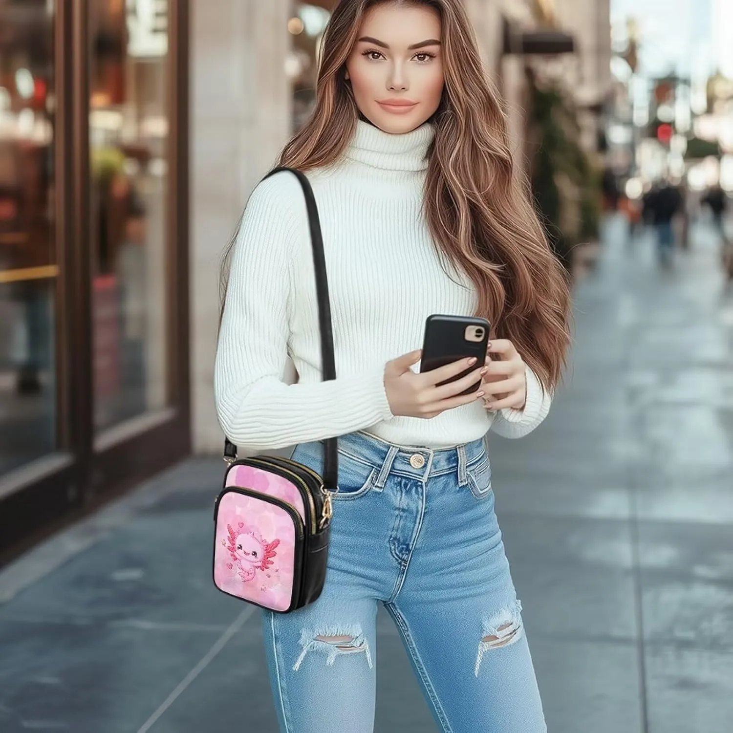 Leather Purse for Women, Leather Shoulder HandBag Multi Pockets Travel Sling Purse for Easter Valentine'S Day
