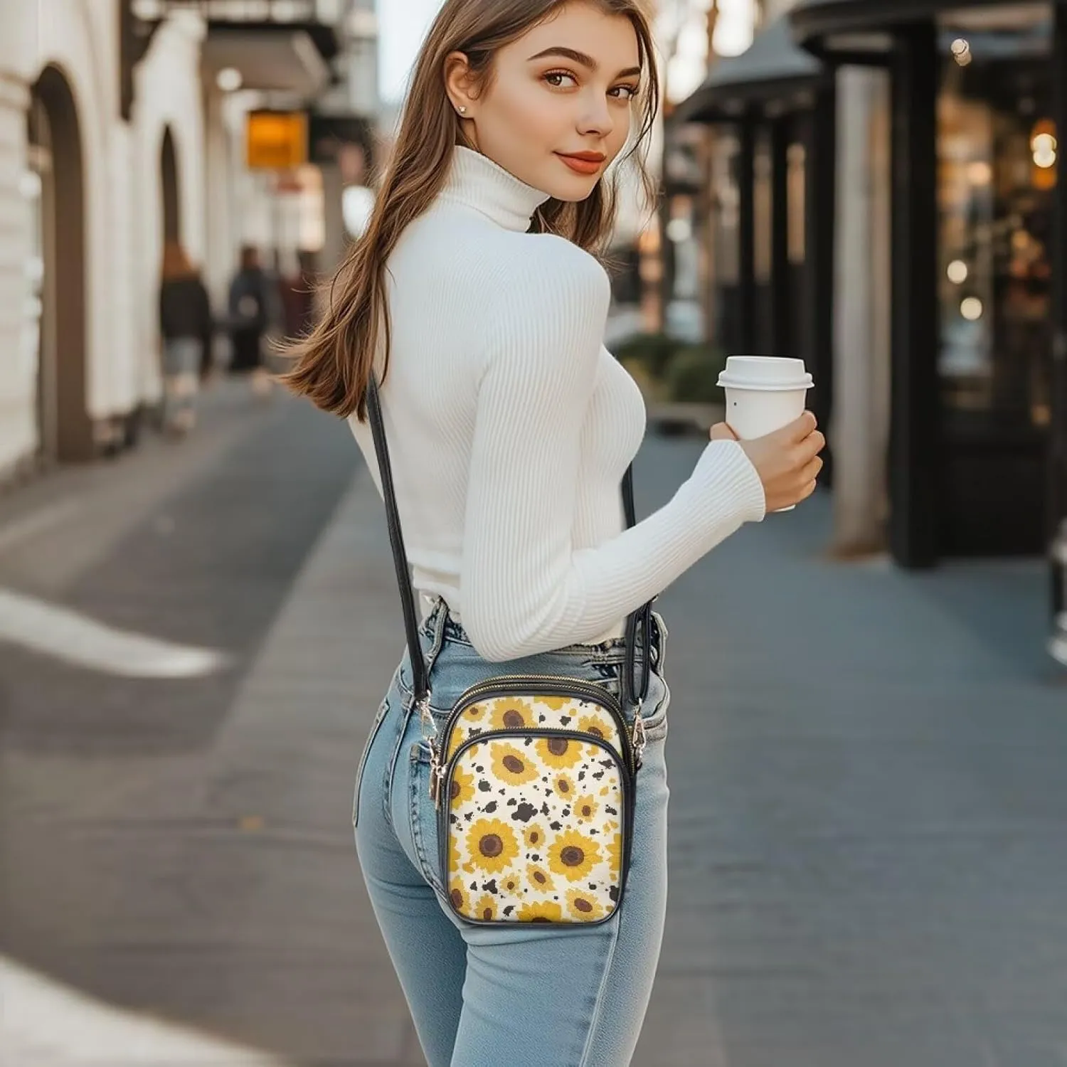 Leather Purse for Women, Leather Shoulder HandBag Multi Pockets Travel Sling Purse for Easter Valentine'S Day
