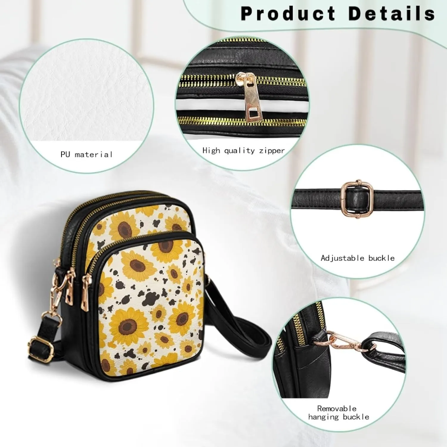 Leather Purse for Women, Leather Shoulder HandBag Multi Pockets Travel Sling Purse for Easter Valentine'S Day