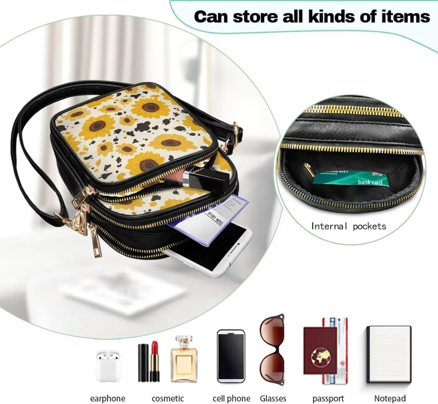 Leather Purse for Women, Leather Shoulder HandBag Multi Pockets Travel Sling Purse for Easter Valentine'S Day