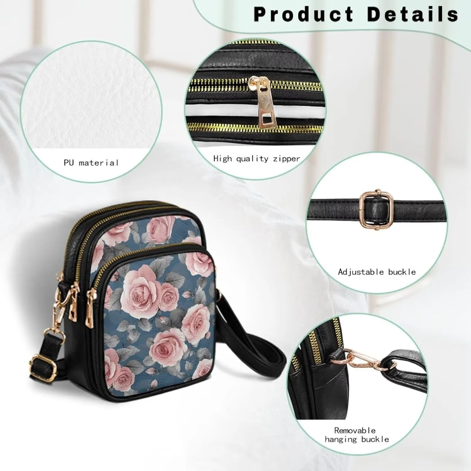 Leather Purse for Women, Leather Shoulder HandBag Multi Pockets Travel Sling Purse for Easter Valentine'S Day