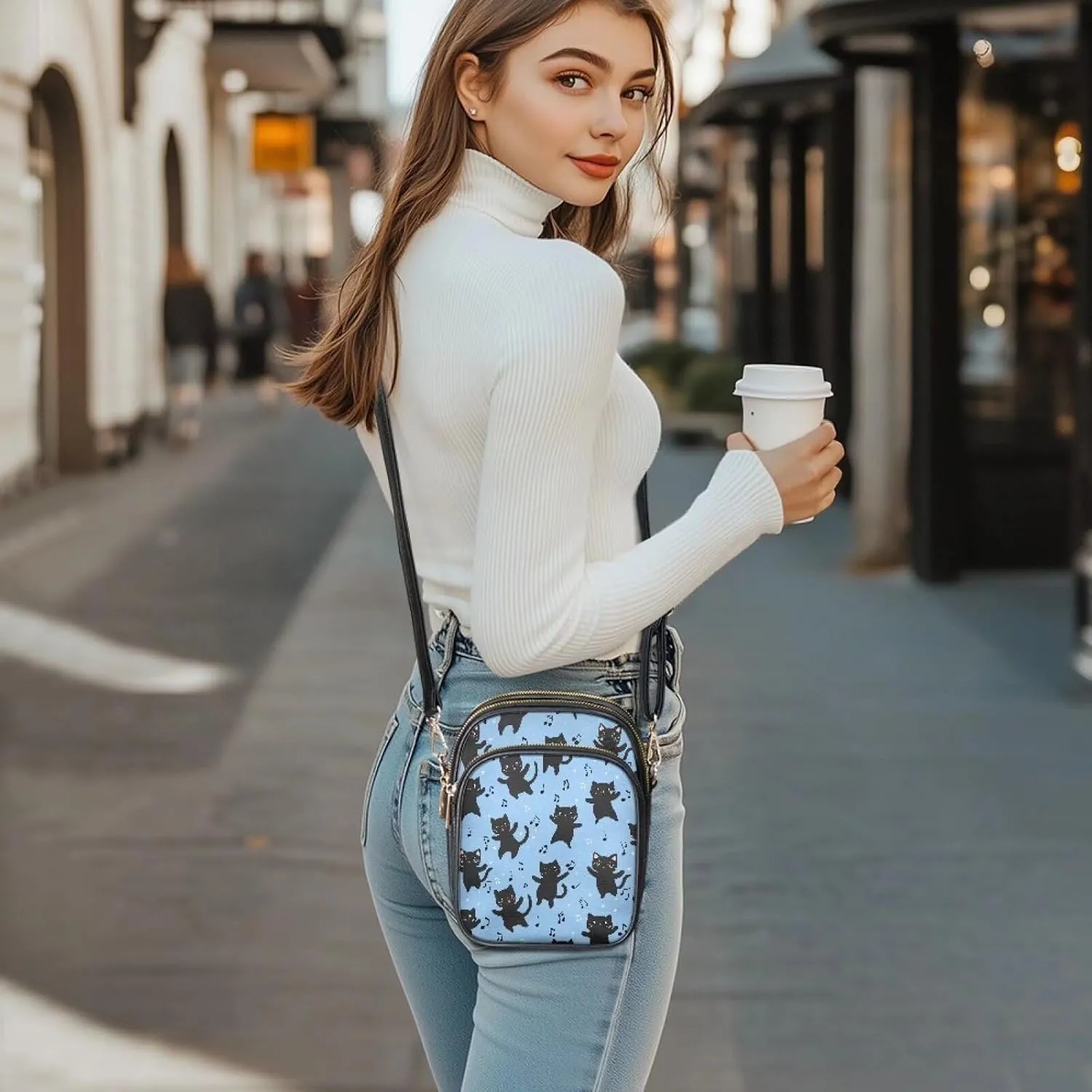 Leather Purse for Women, Leather Shoulder HandBag Multi Pockets Travel Sling Purse Ladies Crossbody Bags