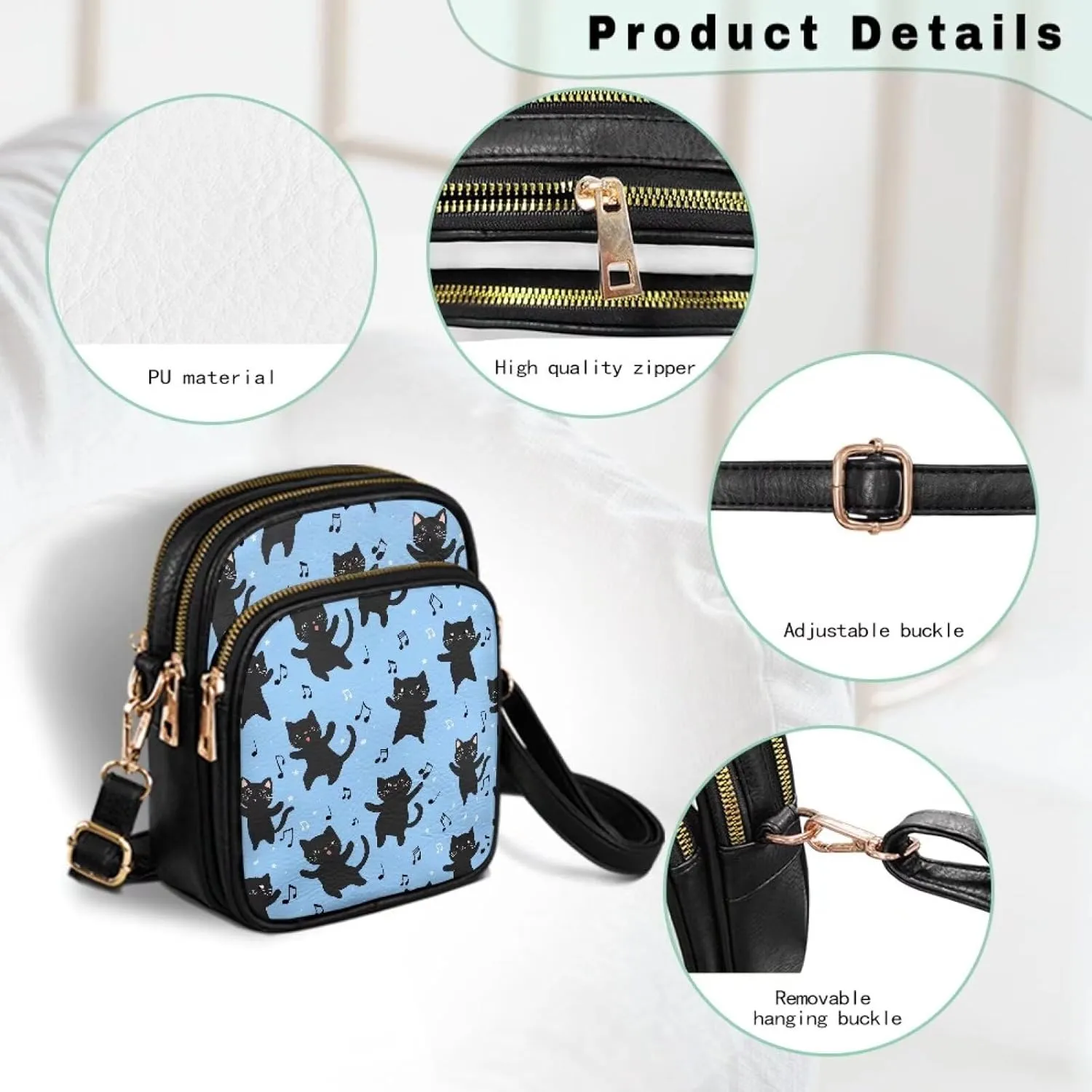Leather Purse for Women, Leather Shoulder HandBag Multi Pockets Travel Sling Purse Ladies Crossbody Bags