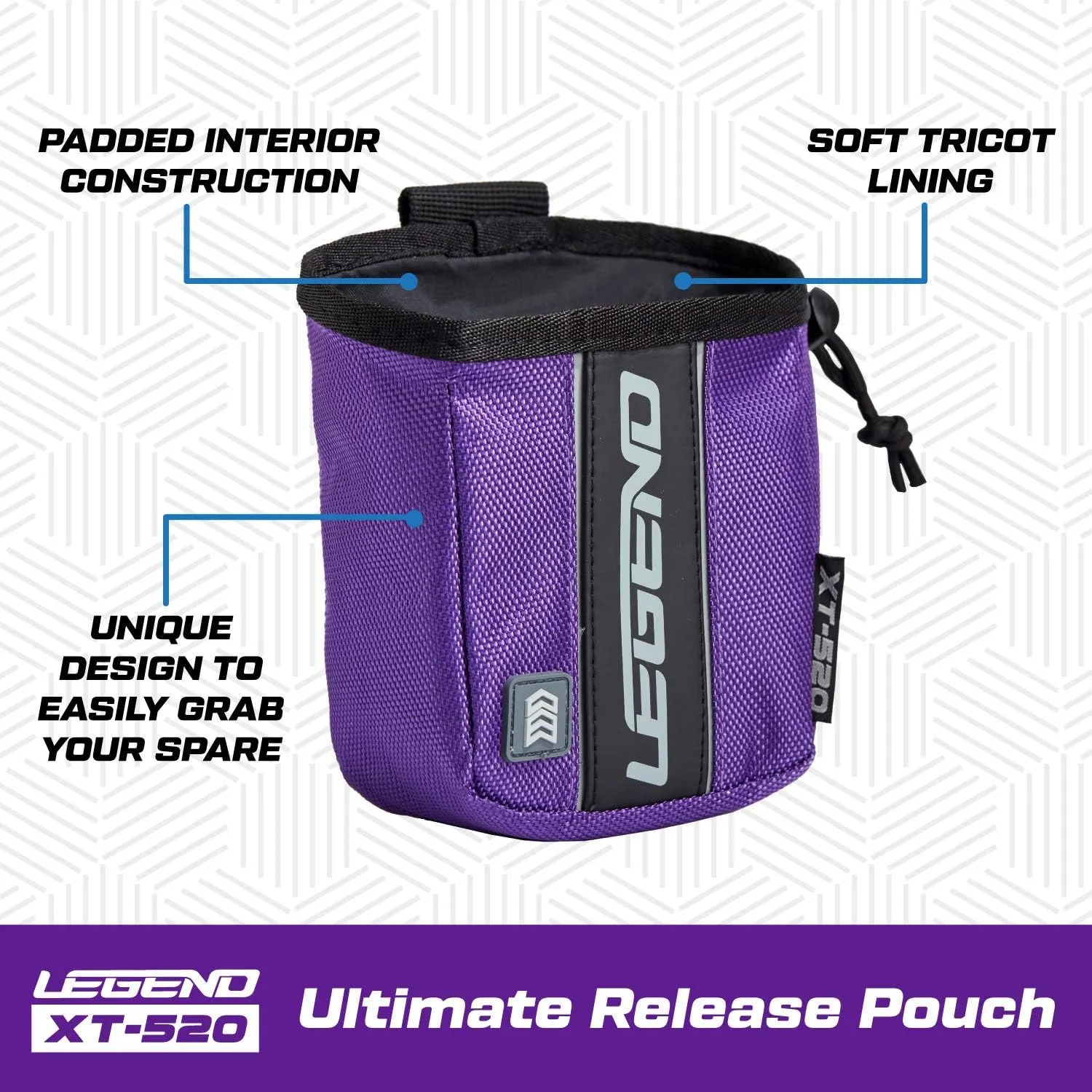 Legend XT520 Quick Release Pouch & Finger Tab Bag | Interior Divider for Better Organization & Storage of Release Aids | Attaches to Standard 2" Belt | Quick Drawstring Closure